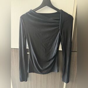 Commense rib knit asymmetric shirt